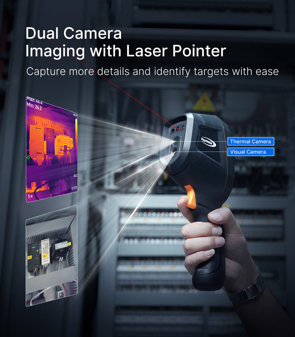 Raythink CX20 Pro 3.5" Thermal Camera, 512×384 Super Resolution, with 2MP Visible Light Camera, Laser Pointer & Wifi, 32 GB Handheld Infrared Camera for Industrial & Home Inspections